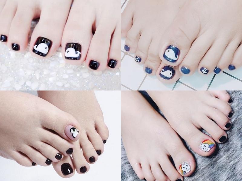 15 mẫu nail chân màu trắng tinh tế nhẹ nhàng