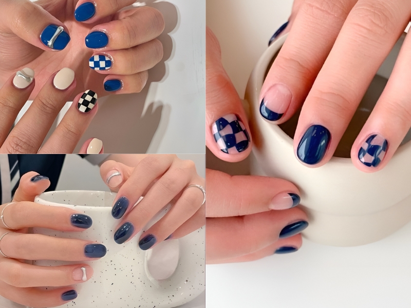 Nail ngắn màu xanh navy lạ mắt và độc đáo. (Nguồn: soul viote - Pinterest)