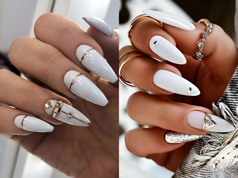 Mẫu nail móng dài đẹp màu trắng (Nguồn: weddingforward.com)