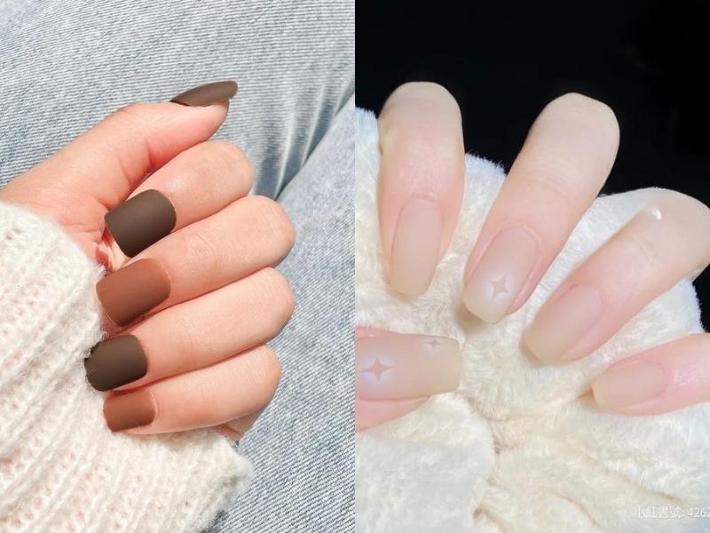 Mẫu nail sơn nhám màu trầm và sáng