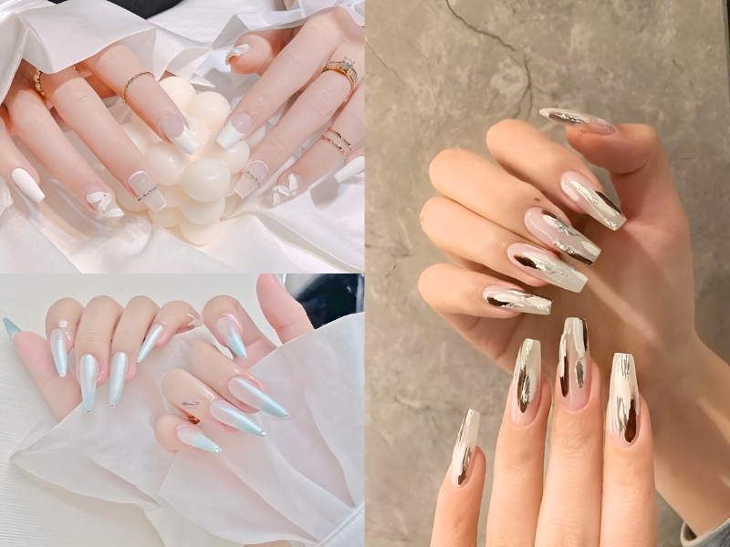 Nail cô dâu đơn giản thanh lịch. (Nguồn: Carmen Owens - Pinterest)