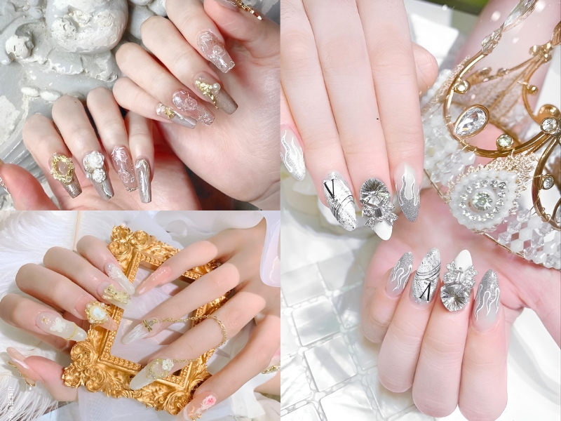 Nail cô dâu sang chảnh cho nàng kiêu sa. (Nguồn: www.lookme.vn)