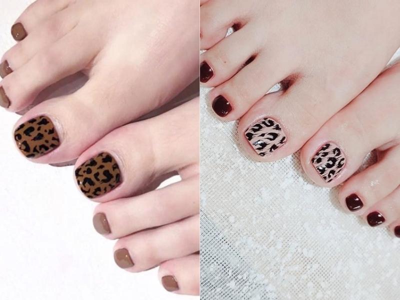 Nail chân họa tiết da báo