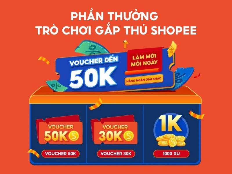 Cơ hội trúng hàng ngàn những phần quà có giá trị khi tham gia trò chơi máy gắp thú Shopee.