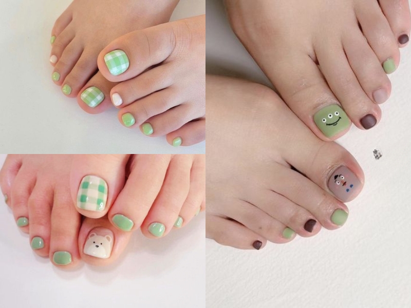 Top 100 những mẫu nail chân xanh lá được yêu thích nhất