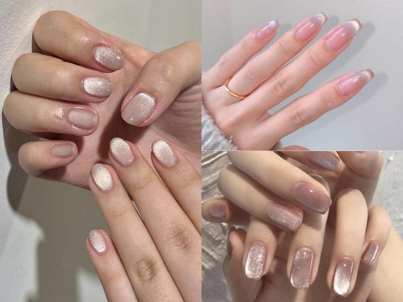 Nail mắt mèo hồng nude