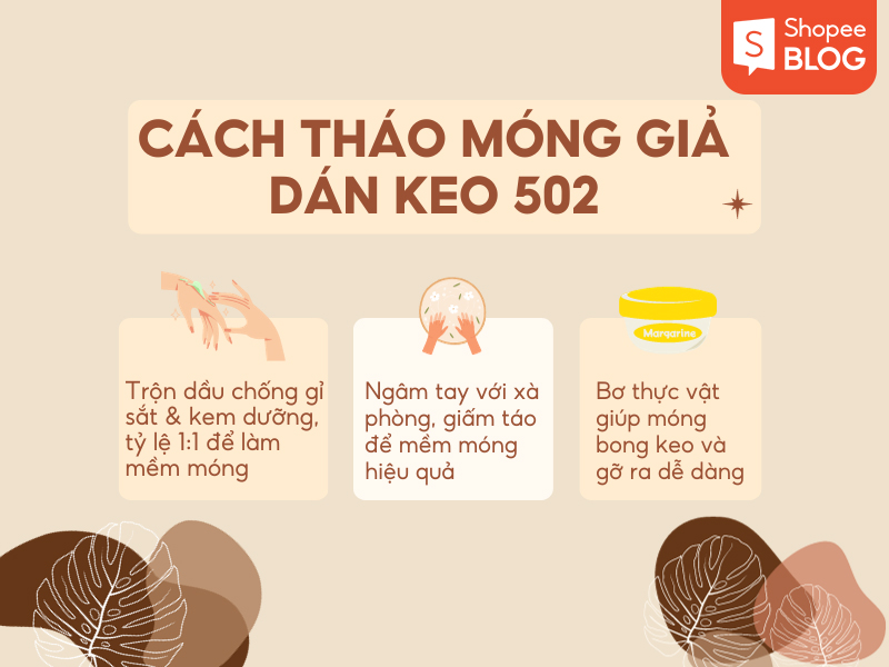 Cách tháo móng giả dán keo 502