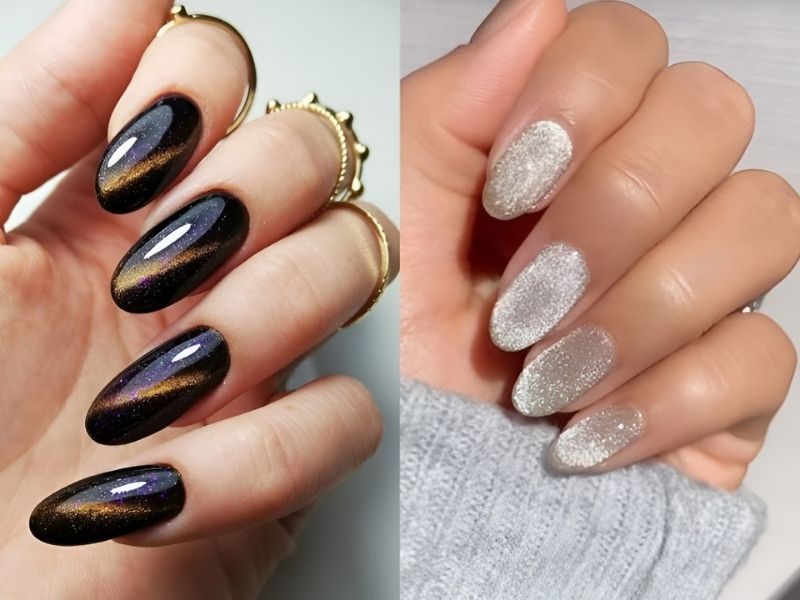 Nail mắt mèo cho móng dài (Nguồn: byrdie.com)