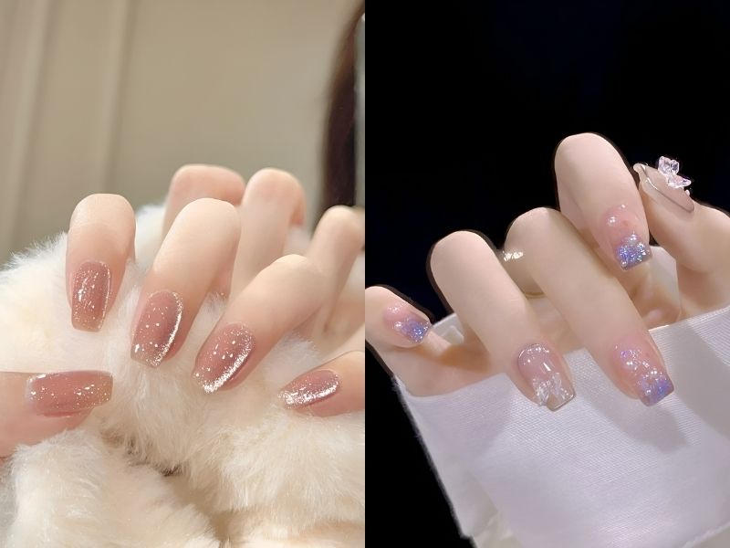 Nail ánh nhũ đơn giản