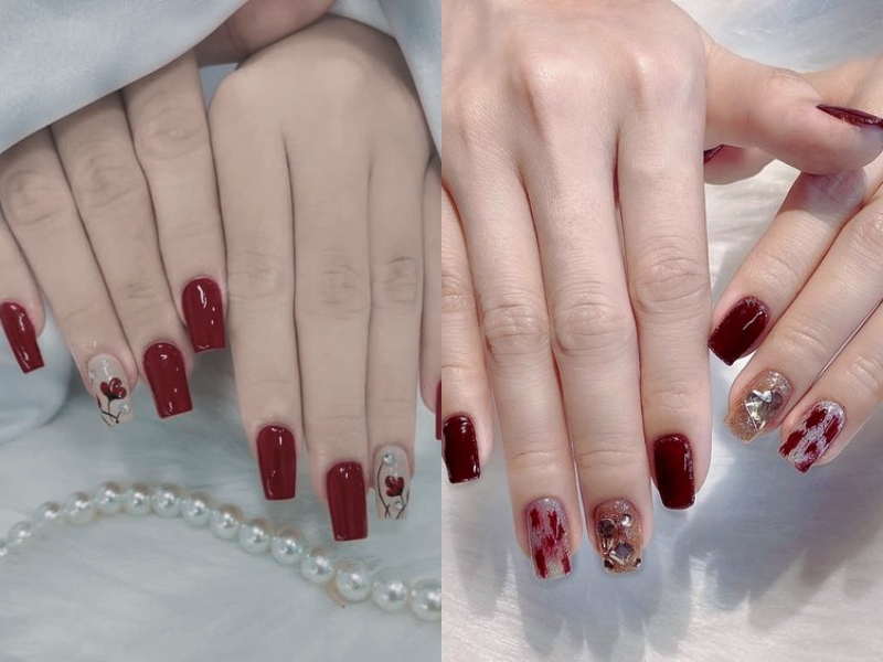 15+ mẫu nail màu đỏ rượu giúp nàng thêm sang trọng và quý phái hơn -  XinhXinh.vn