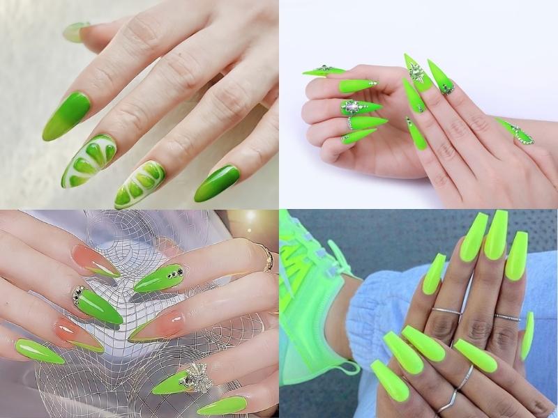 Mẫu nail màu xanh nõn chuối