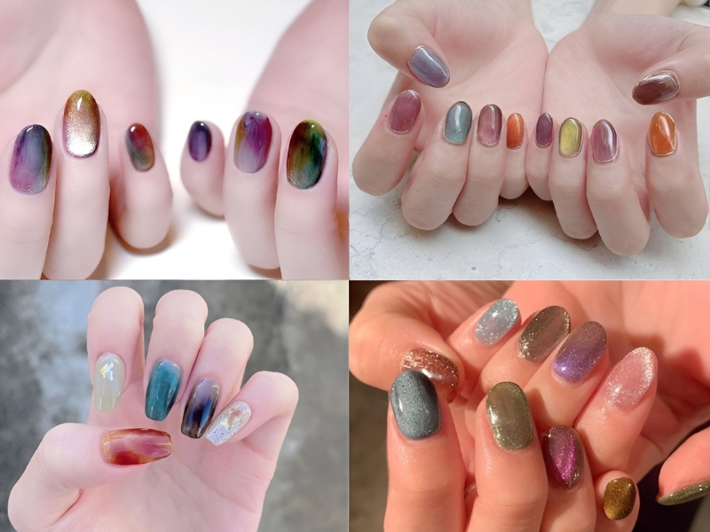 Mẫu nail sơn thạch đơn giản nhiều màu