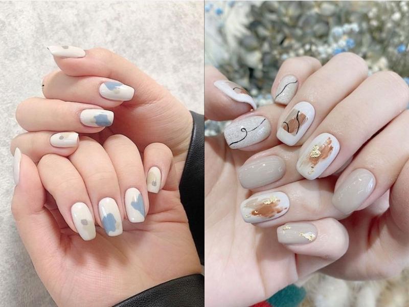 Mẫu nail phong cách Hàn Quốc gợn sóng thanh lịch