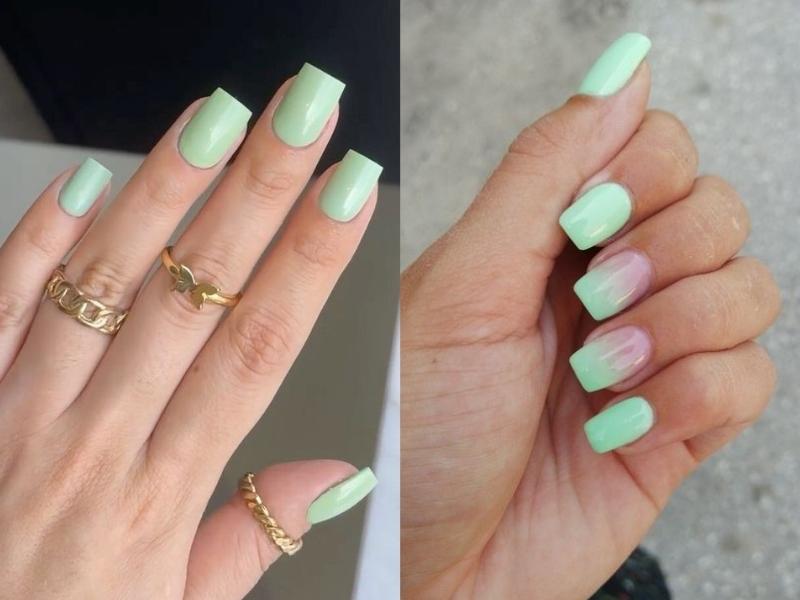 Mẫu nail màu xanh mint