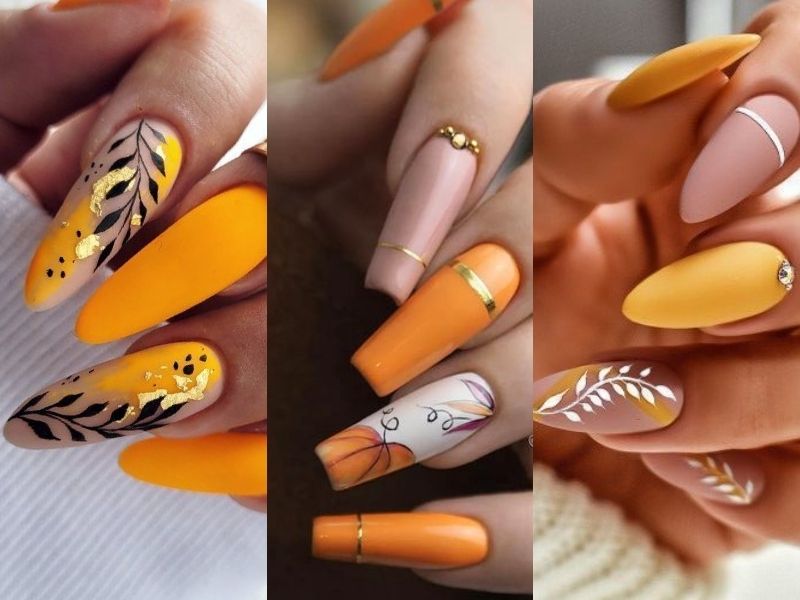 mẫu nail màu vàng