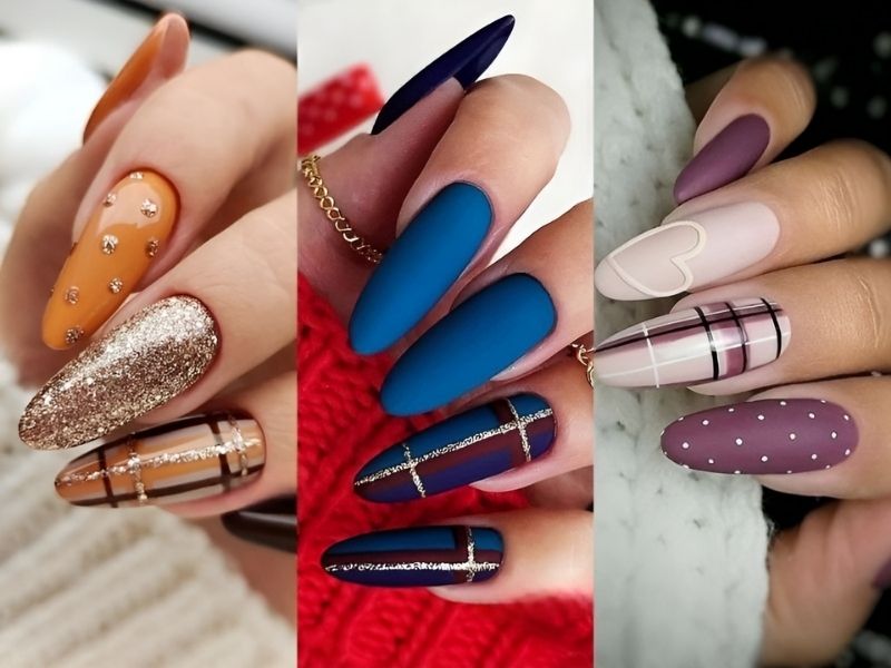 mẫu nail hoạ tiết kẻ sọc