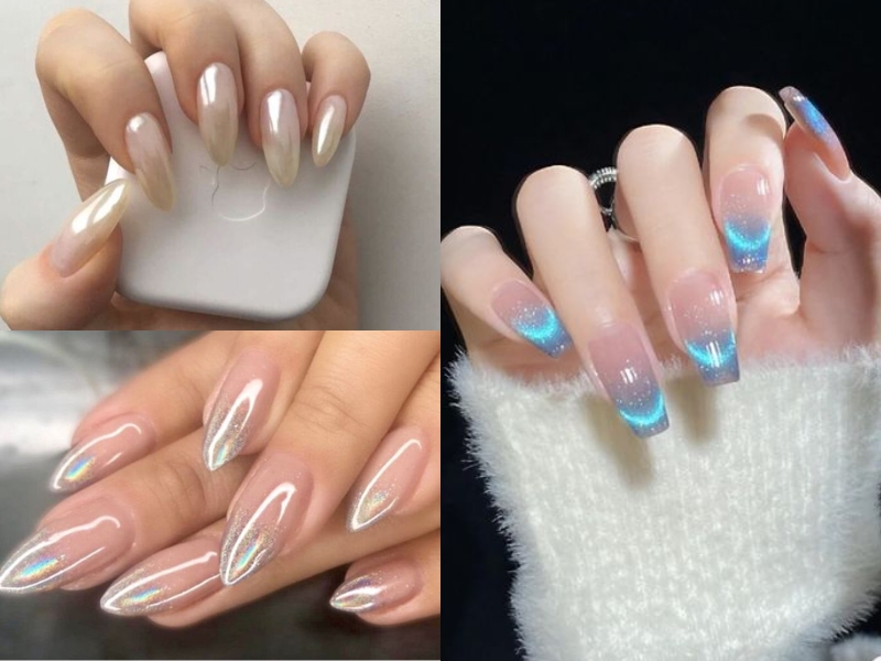 Mẫu nail tráng gương Hàn Quốc