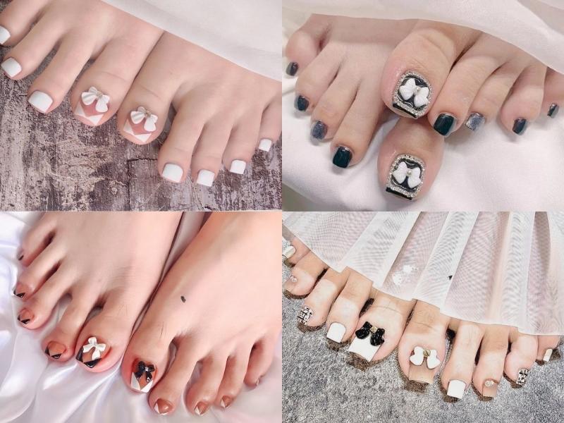 Bộ nail chân đính charm nơ