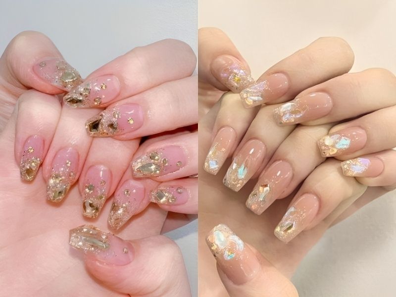 Những mẫu nail kim tuyến trong suốt 