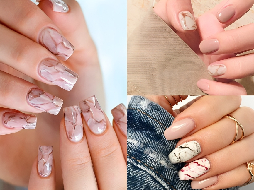 Nail vân đá tone pastel