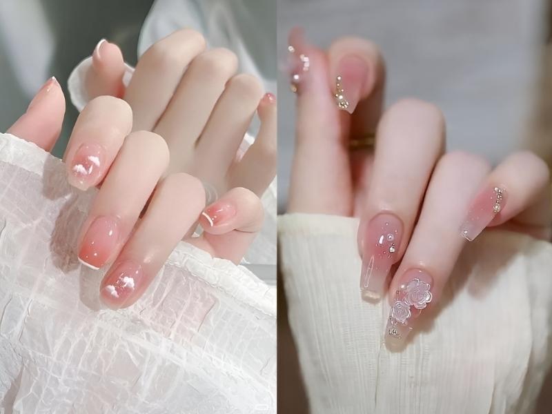 Mẫu nail sơn thạch đính đá