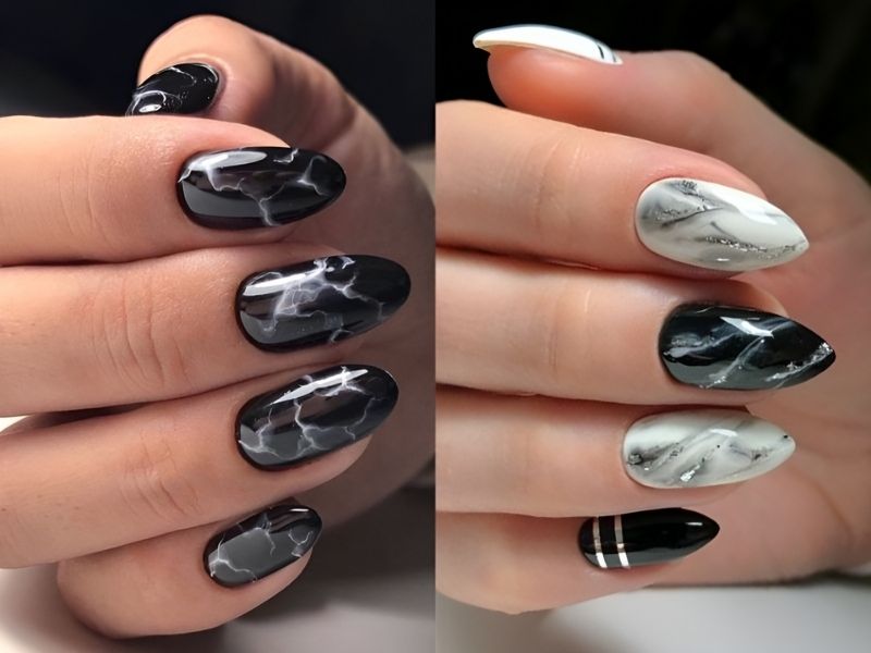 Mẫu nail dài vẽ vân đá phong thủy (Nguồn: weheartit.com)