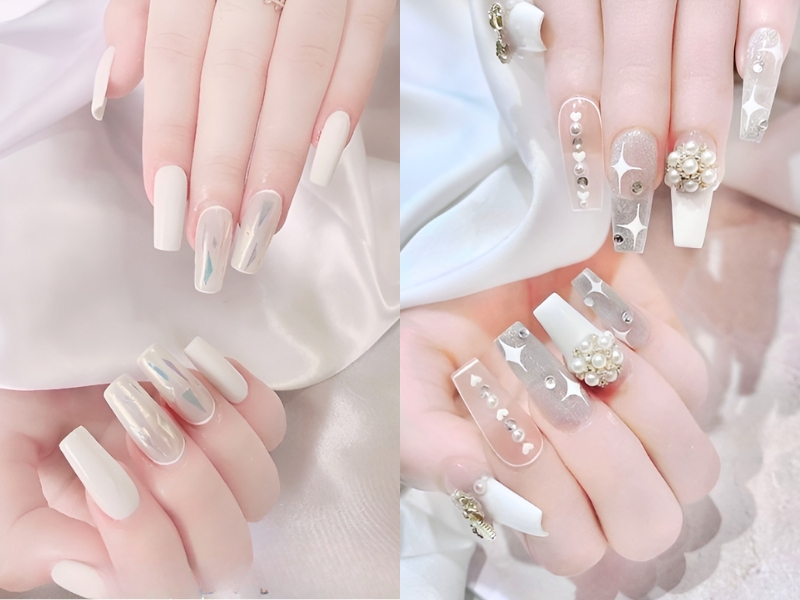 Top 199+ mẫu nail cô dâu màu trắng sang trọng cho ngày cưới