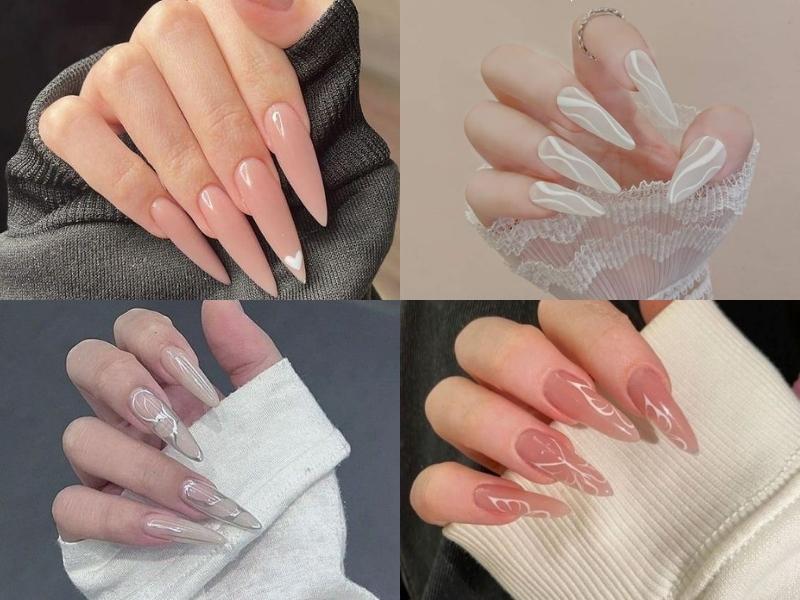 Nail hồng, nail trắng móng nhọn