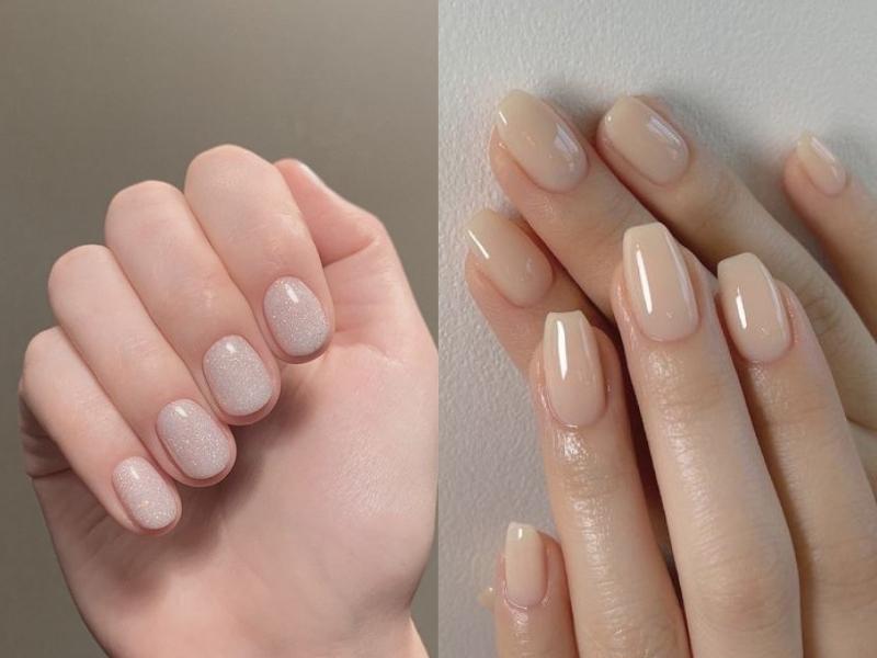 Nail trơn nâu sữa đẹp