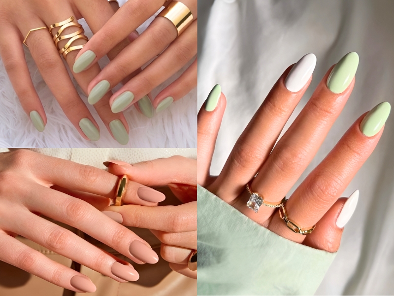 Nail cô dâu màu pastel nhẹ nhàng. (Nguồn: Trang Beauty Salon - Pinterest)