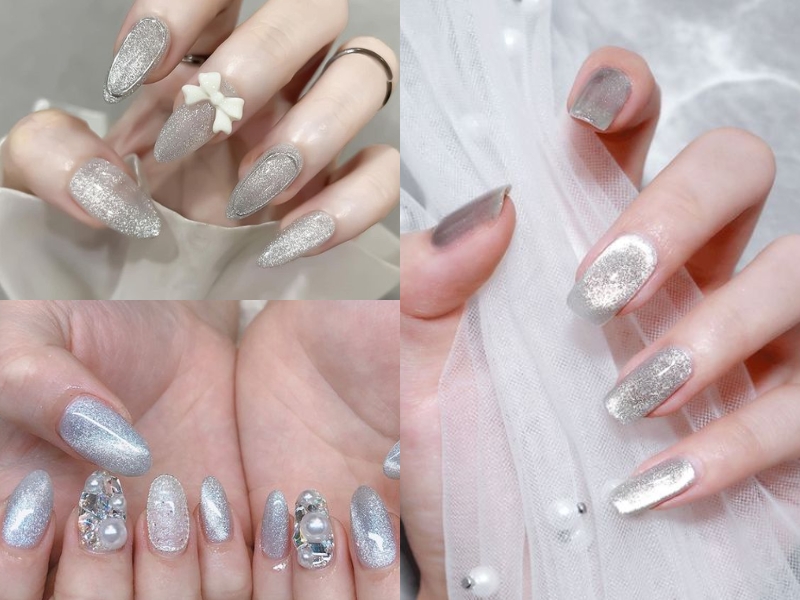 mẫu nail tráng gương nổi