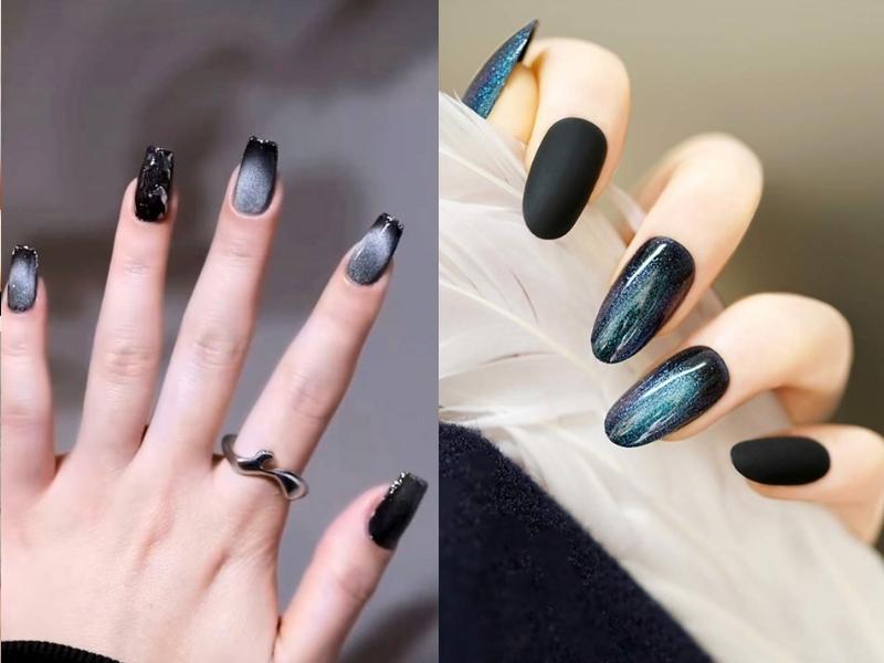 Nail màu đen mắt mèo