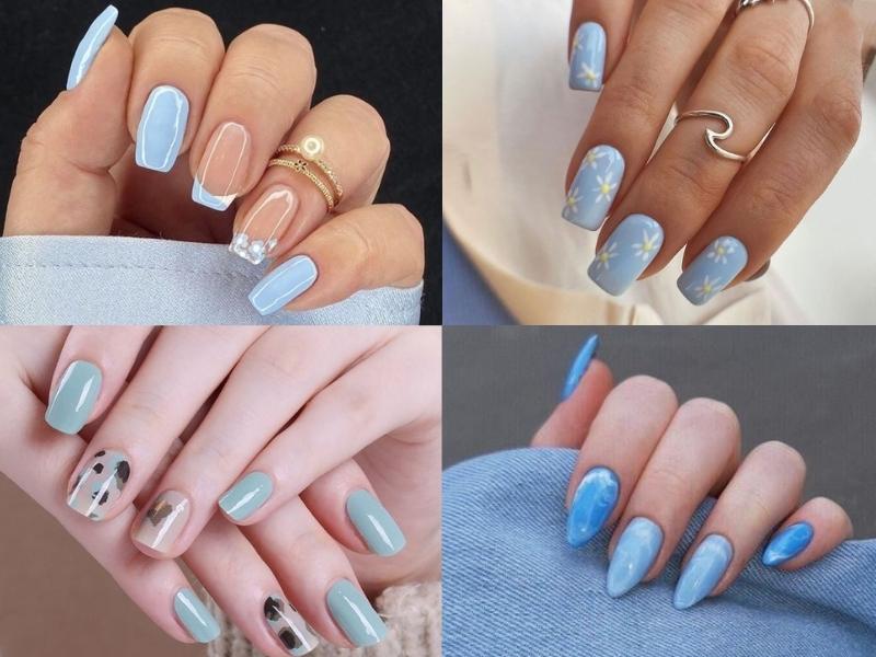 Top 40+ mẫu nail màu xanh ngọc đẹp ấn tượng và trendy 2024