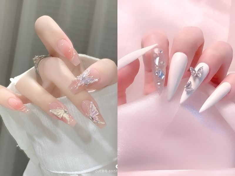 mẫu nail đính charm