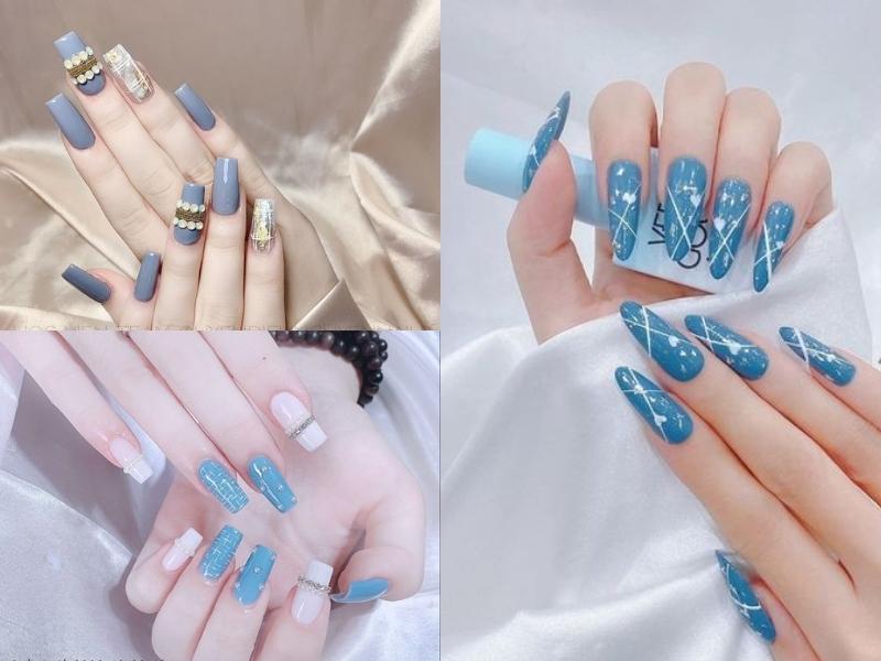 Nail màu xanh dương tone lạnh