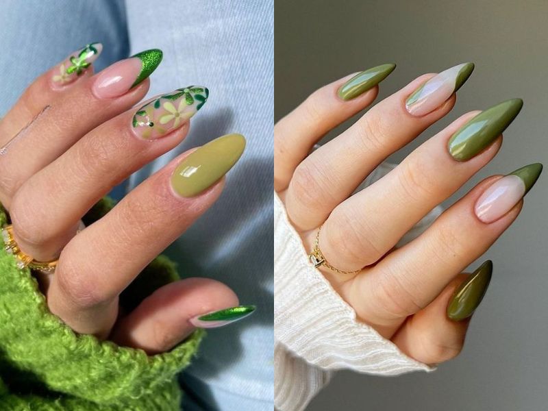 mẫu nail xanh lá