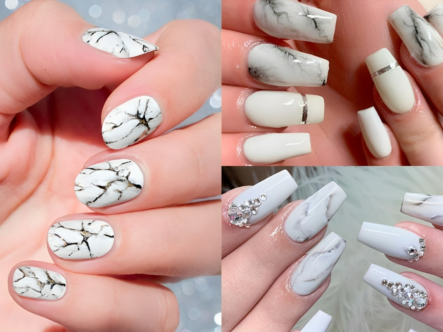 KellyPang Blog – Xu Hướng Vẽ Nail Vân Đá (Marble) Mới