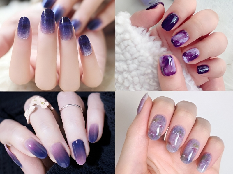 Mẫu nail sơn thạch đơn giản màu tím