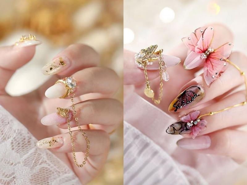 Mẫu nail móng nhọn cô dâu sang trọng và quý phái (Nguồn: Fashion & Gourmet)