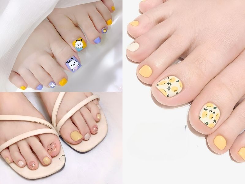 Móng chân Nail box thiết kế màu vàng cam họa tiết múi cam | Lazada.vn