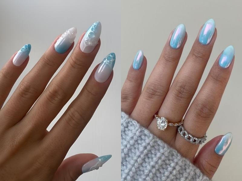 Kết hợp kim tuyến và nail nhọn ombre vừa lung linh vừa quý phái (Nguồn: heygreatnails, Wala)