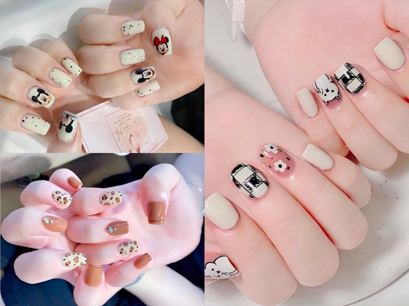 Nail ngắn mix họa tiết hiện đại. (Nguồn: UtongYo - Pinterest)