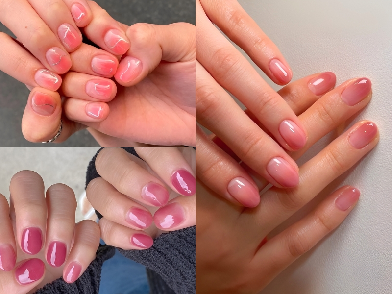 Nail ngắn màu hồng cánh sen cho nàng yêu sến. (Nguồn: glownyss - Pinterest)