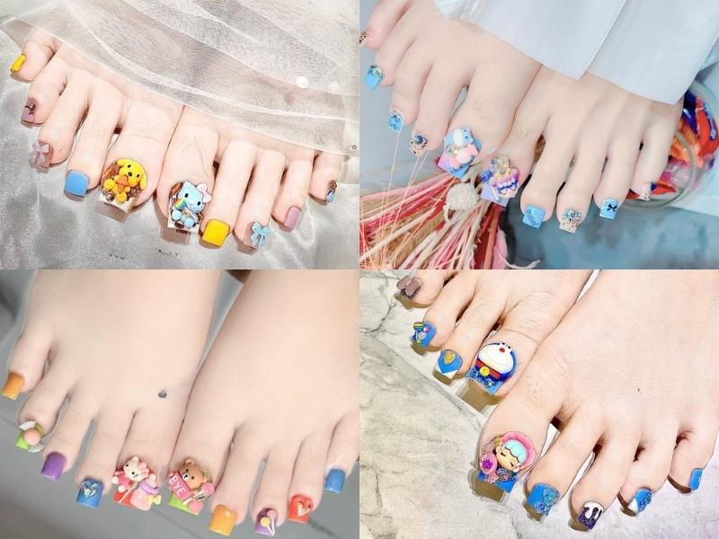 nail chân đính charm hoạt hình