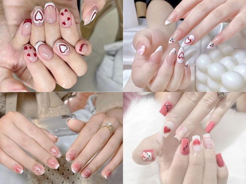 nail hàn quốc họa tiết trái tim