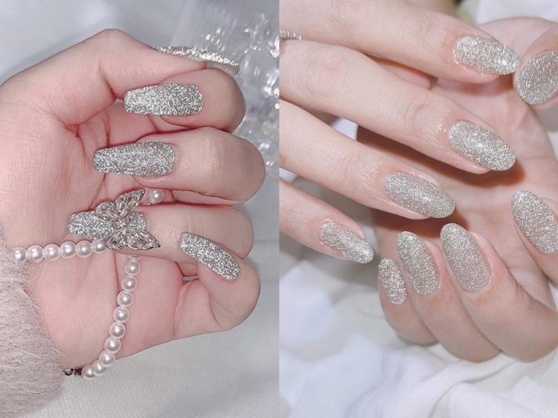 Mẫu nail mắt mèo đẹp kim cương trắng