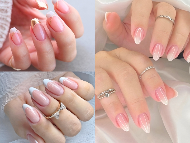 Nail cô dâu French Manicure đơn giản nhưng thanh lịch. (Nguồn: Mermaid Nails - Pinterest)