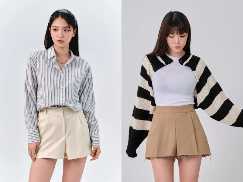 Cách phối đồ với quần short màu be