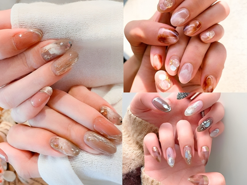 Nail vân đá kim tuyến