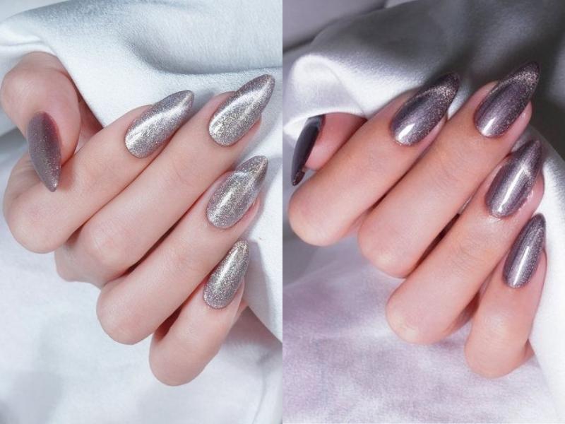 Mẫu nail mắt mèo ánh bạc